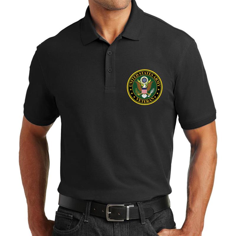 Army - Us Army Veteran Unisex Polo Jersey Sport Shirt Men Black