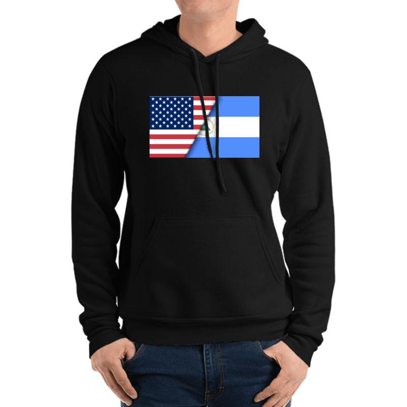 Usa Flag Nicaragua Nicaraguan Flag Immigrant Ancestry Homeland Pride Unisex Hooded Sweatshirt Men Black