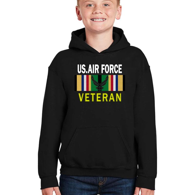 Air Force Us Veterans Day Gift Us Air Force Veteran Youth Hooded Sweatshirt Boy Black