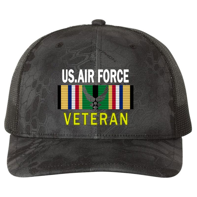 Air Force Us Veterans Day Gift Us Air Force Veteran Richardson Premium Trucker Snapback Cap  Kryptek Typhon Black