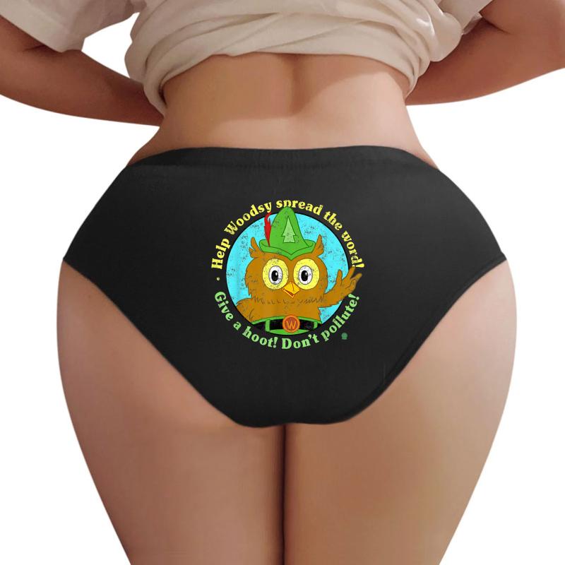 Woodsy Owl Give A Hoot Don't Pollute Distressed Women Underwear Panties Women Black