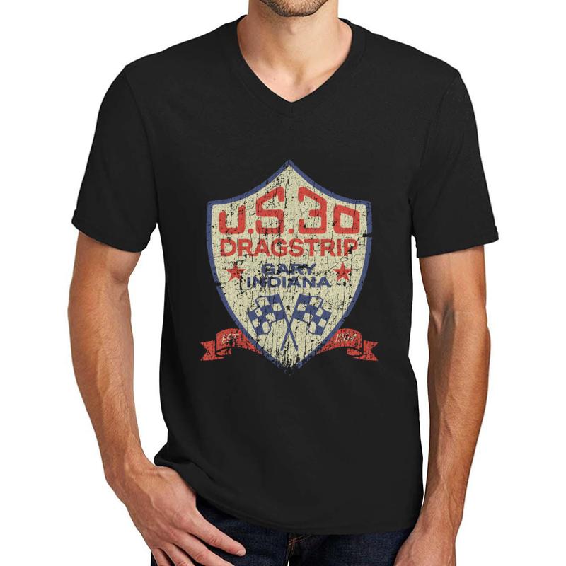 U.S. 30 Dragstrip 1954 Unisex V-Neck T-Shirt Men Black