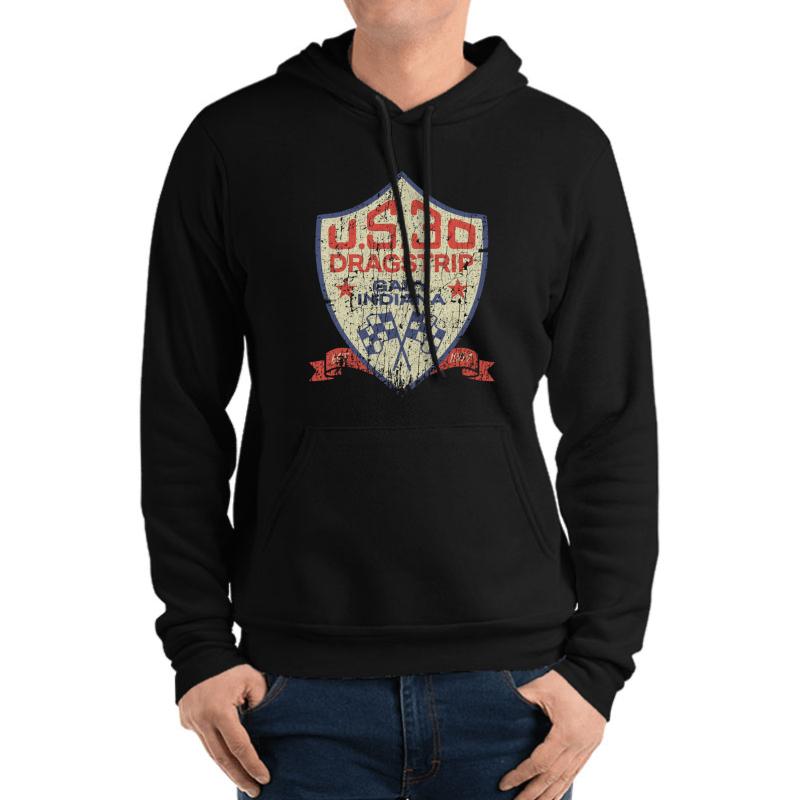 U.S. 30 Dragstrip 1954 Unisex Hooded Sweatshirt Men Black