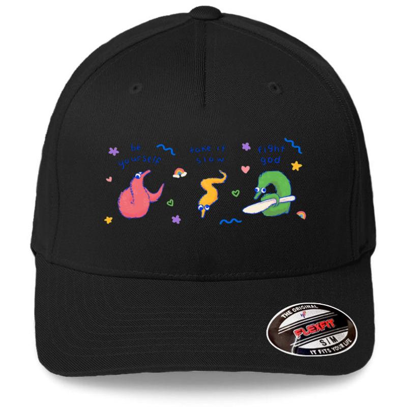 Worm On A String Flexfit Baseball Cap  Black