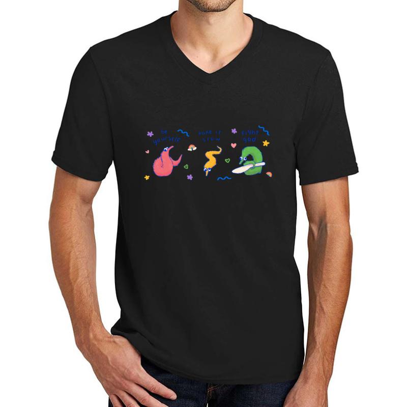 Worm On A String Unisex V-Neck T-Shirt Men Black