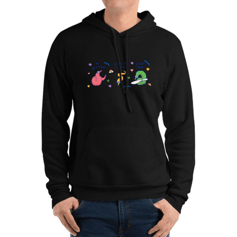 Worm On A String Unisex Hooded Sweatshirt Men Black