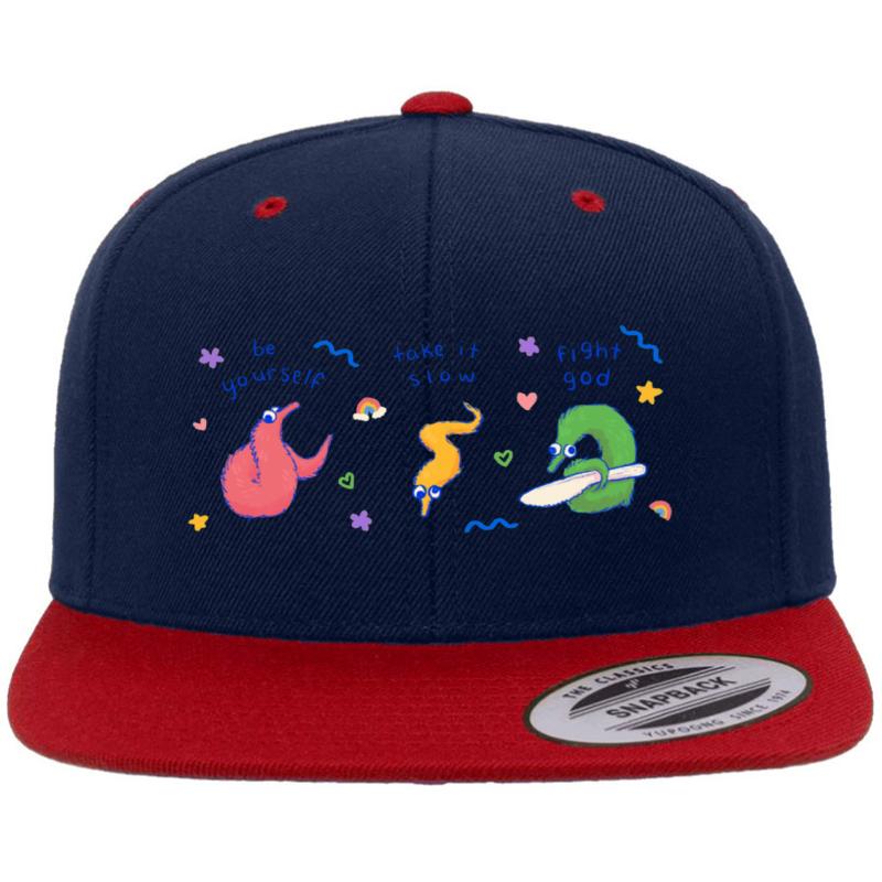 Worm On A String Premium Flat Bill Snapback Cap  Navy