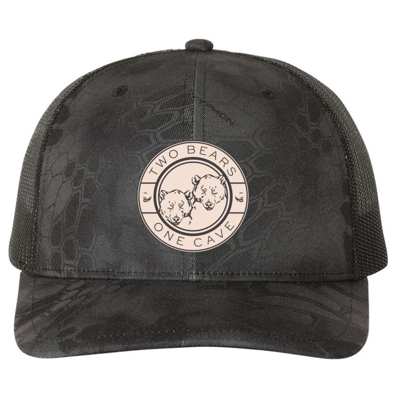 2 Bears 1 Cave Richardson Premium Trucker Snapback Cap  Kryptek Typhon Black