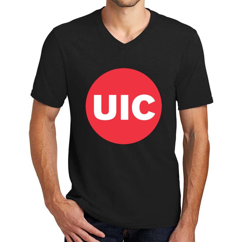 University Of Illinois At Chicago Unisex V-Neck T-Shirt Men Black