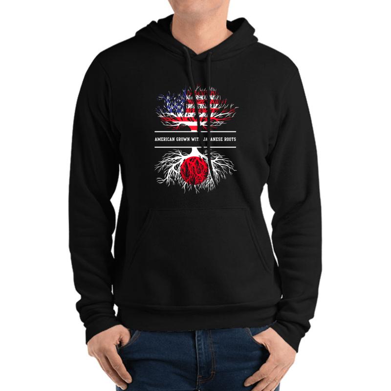 American Grown With Japanese Roots Japan Unisex Hooded Sweatshirt Men Black