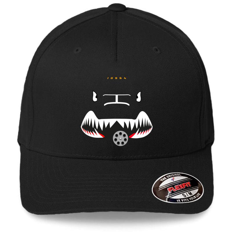 A 10C Warthog Nose Art Flexfit Baseball Cap  Black