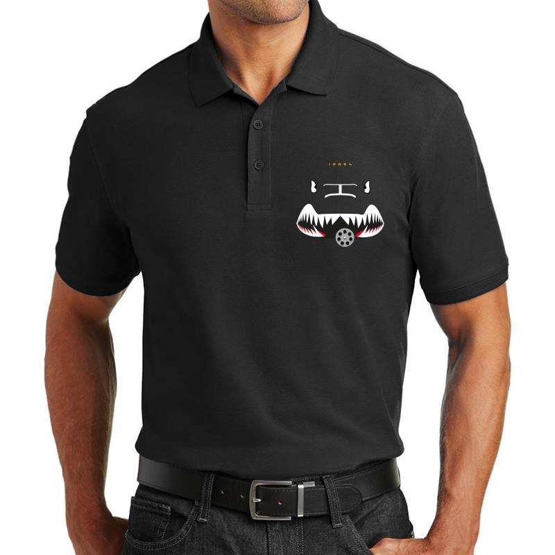 A 10C Warthog Nose Art Unisex Polo Jersey Sport Shirt Men Black