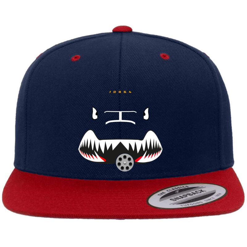 A 10C Warthog Nose Art Premium Flat Bill Snapback Cap  Navy