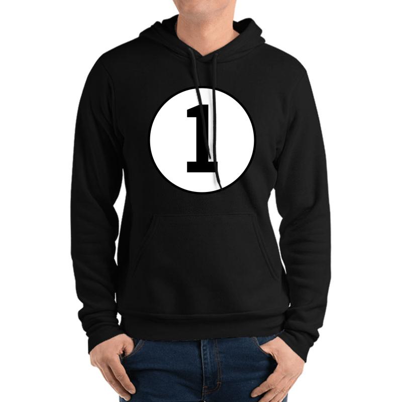 1. 1St. First. Number One. One. Number 1. Racing. Numero Uno. British Racing Green. Win. Winner. Unisex Hooded Sweatshirt Men Black