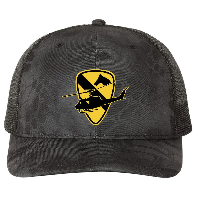 1St Cavalry Division The First Team Richardson Premium Trucker Snapback Cap  Kryptek Typhon Black