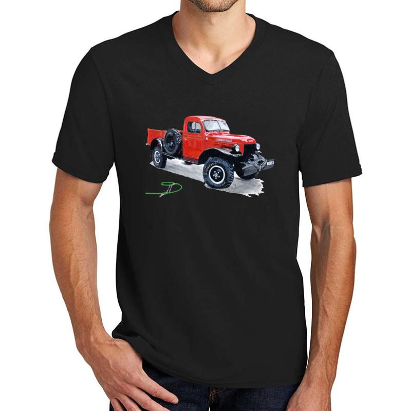 Antique Power Wagon Unisex V-Neck T-Shirt Men Black