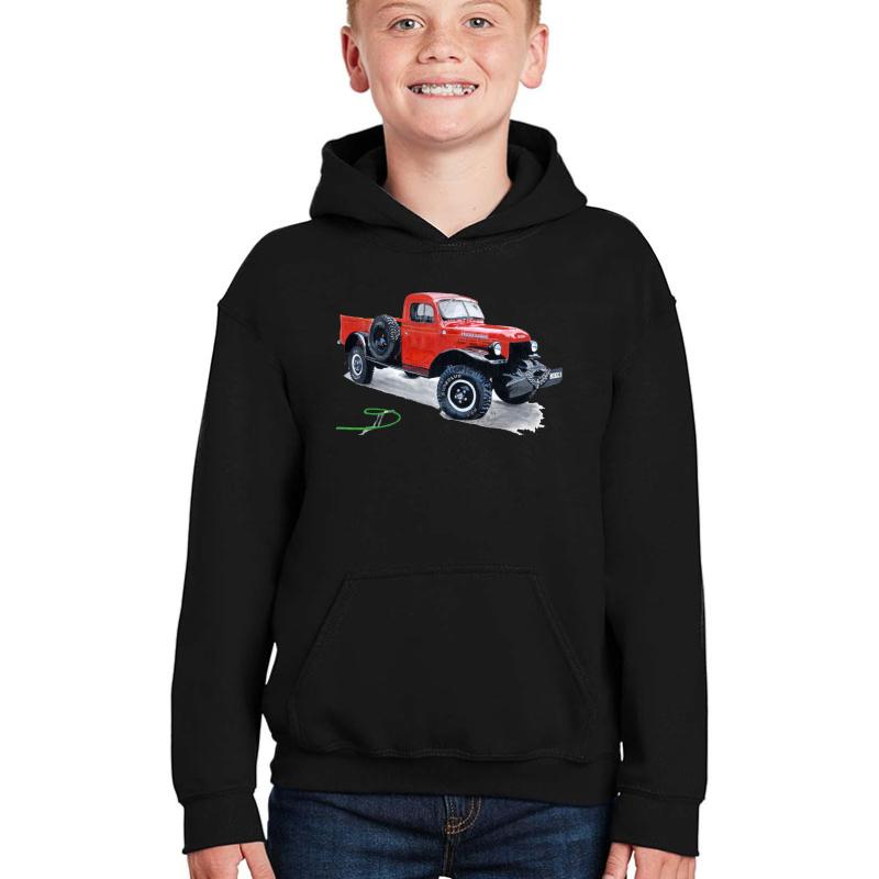 Antique Power Wagon Youth Hooded Sweatshirt Boy Black