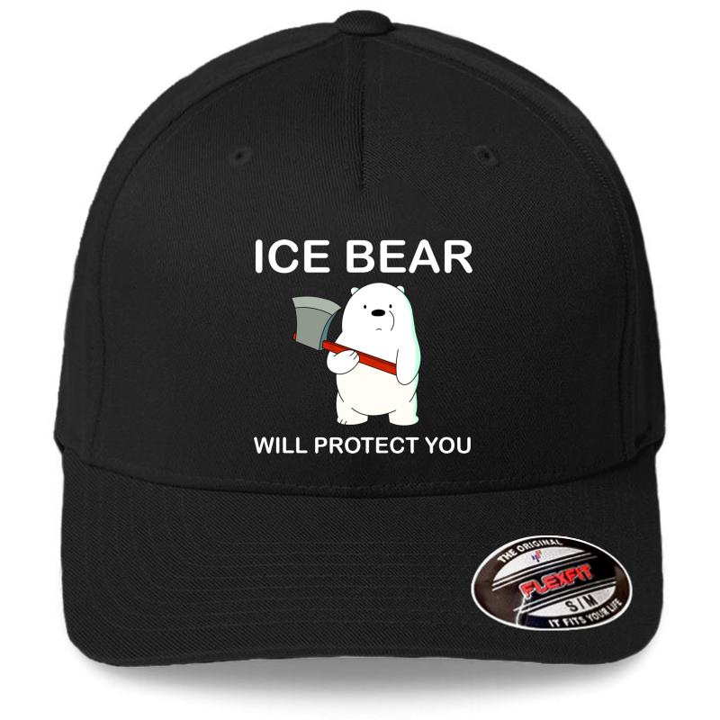 We Bare Bears Ice Bear Will Protect You Flexfit Baseball Cap  Black