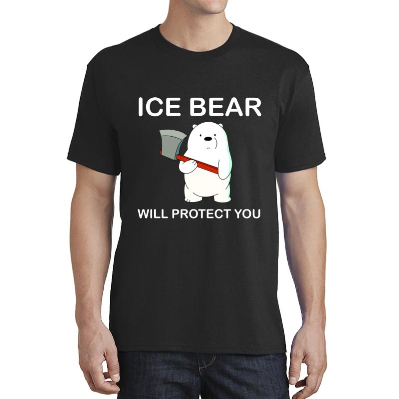 We Bare Bears Ice Bear Will Protect You Unisex T-Shirt Men Black