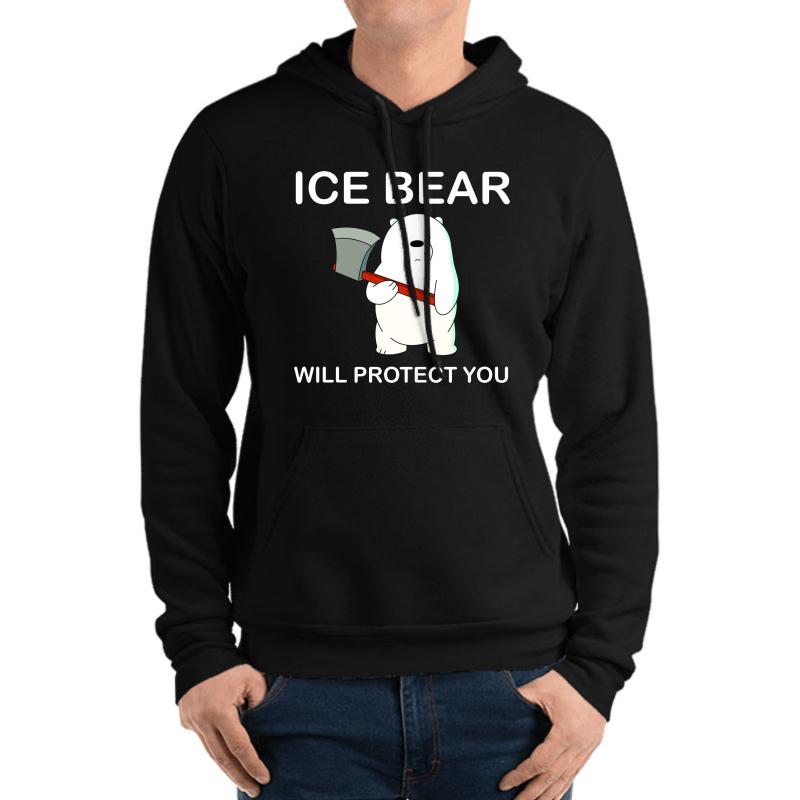 We Bare Bears Ice Bear Will Protect You Unisex Hooded Sweatshirt Men Black