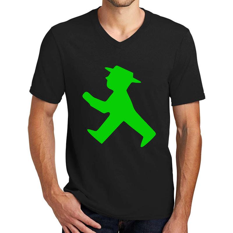 Ampelmann Green Unisex V-Neck T-Shirt Men Black