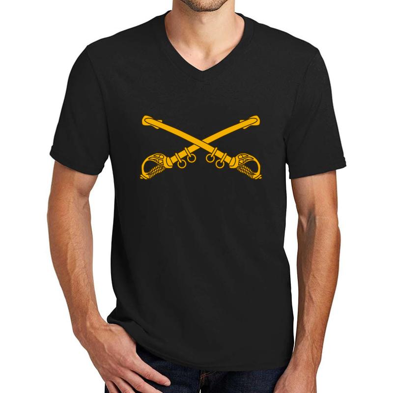 United States Cavalry Insignia Unisex V-Neck T-Shirt Men Black