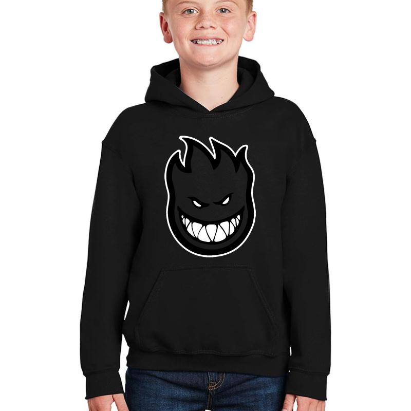 Transparent Spitfire Logo Youth Hooded Sweatshirt Boy Black