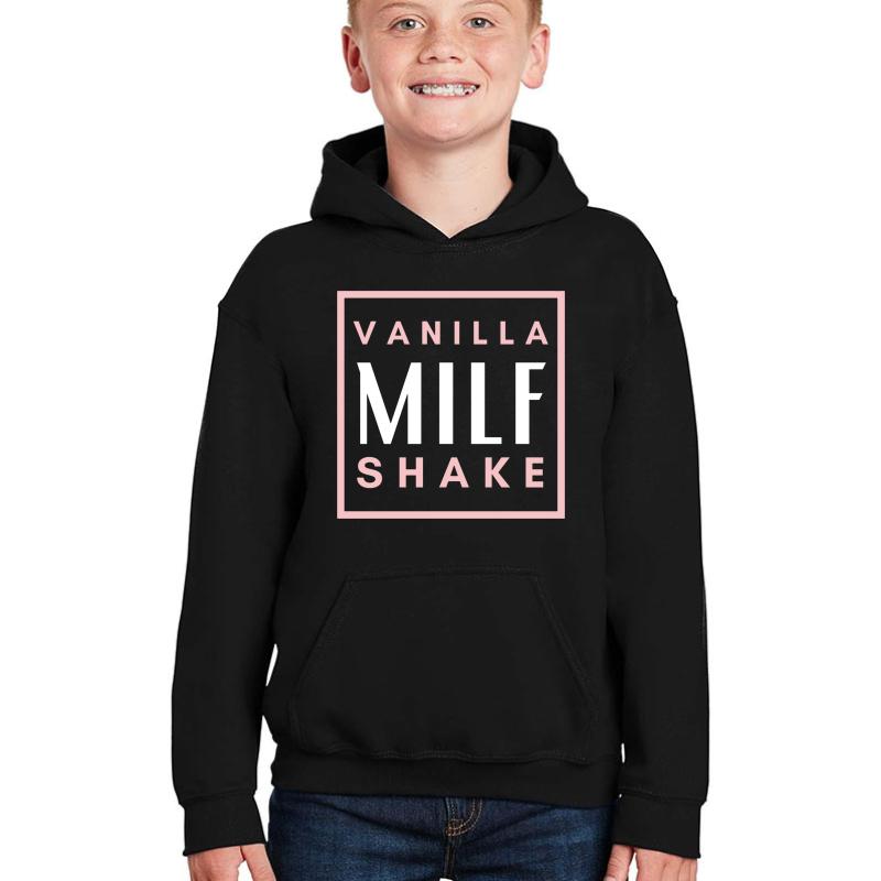 Vanilla Milf Shake Hot Mom Youth Hooded Sweatshirt Boy Black