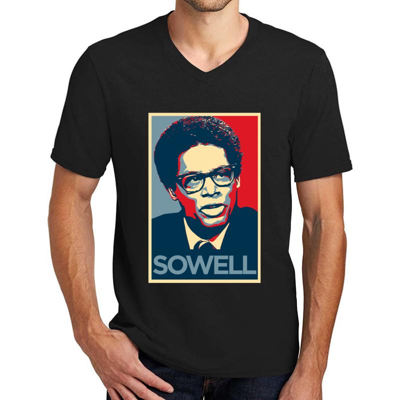 Thomas Sowell In Color Unisex V-Neck T-Shirt Men Black