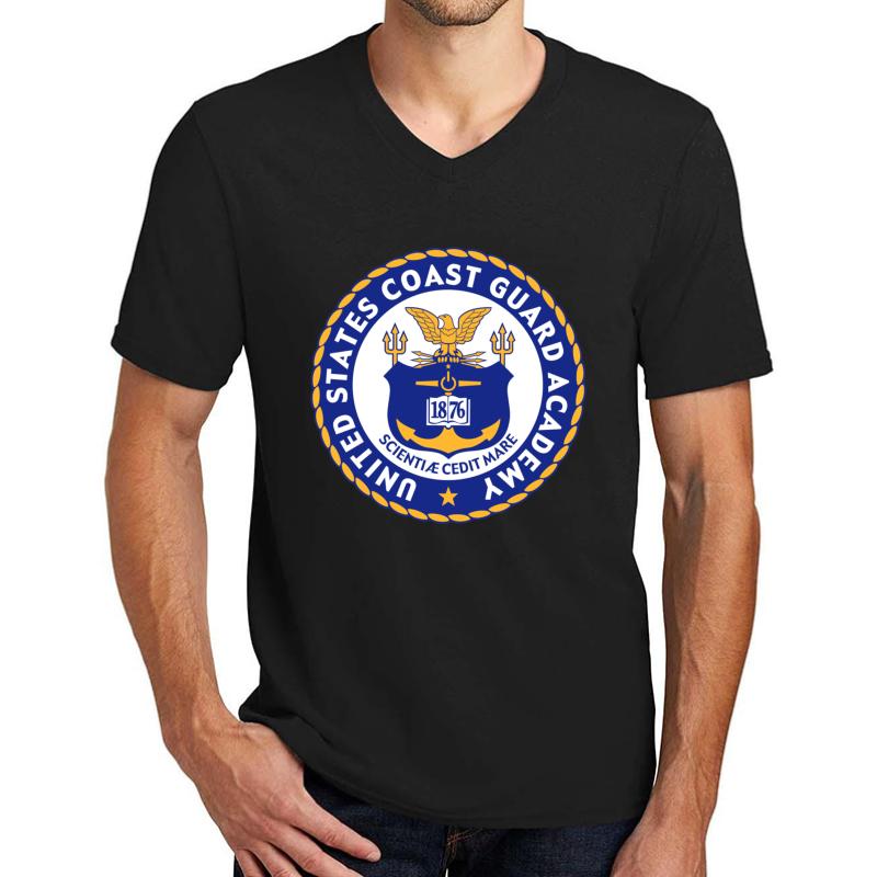 United States Coast Guard Academy Seal Unisex V-Neck T-Shirt Men Black