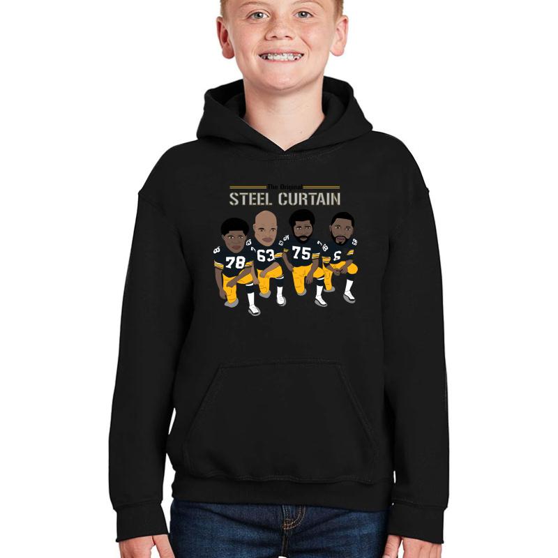 The Steel Curtain - Pittsburgh Steelers Youth Hooded Sweatshirt Boy Black