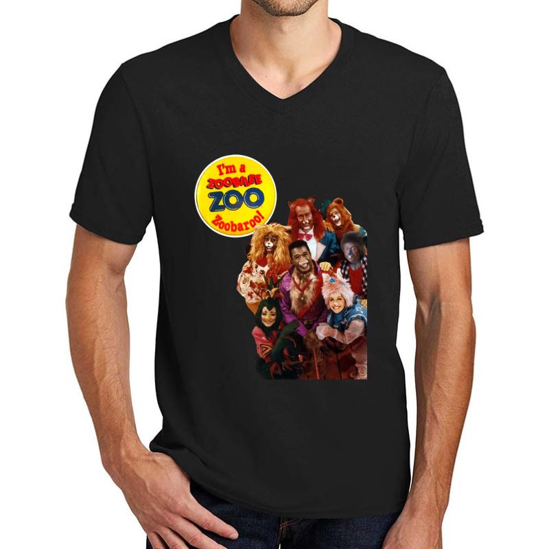 Zoobilee Zoo Zoobaroo 80S Retro Throwback Tribute Unisex V-Neck T-Shirt Men Black