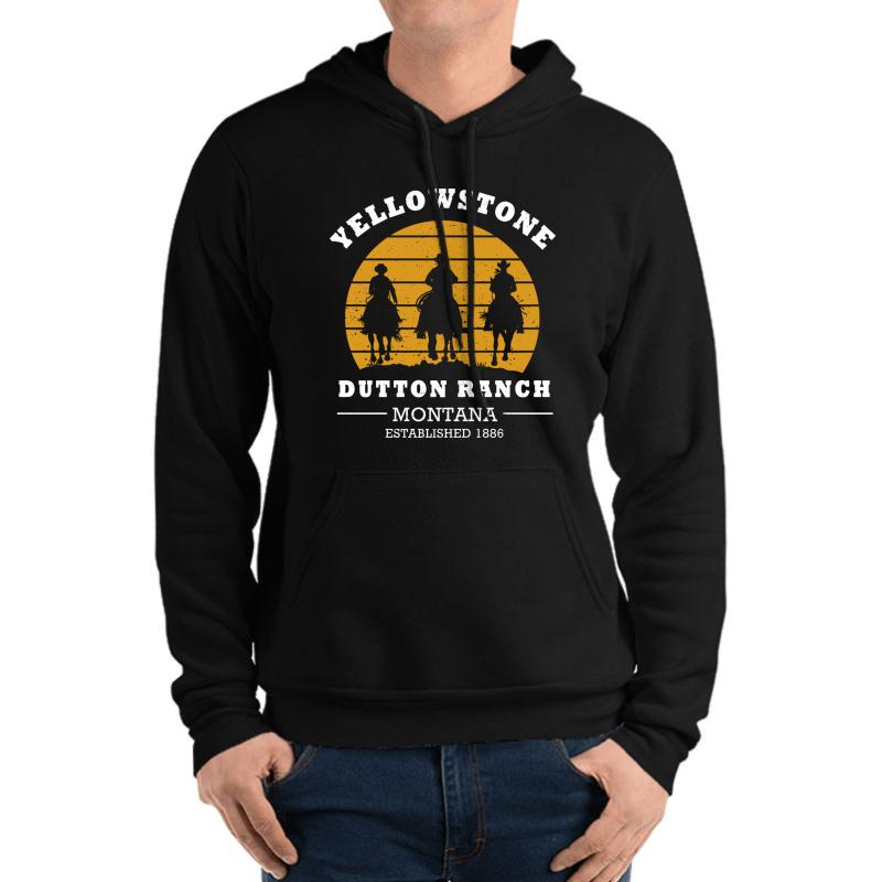 Yellowstone Dutton Ranch Montana Established 1886 Unisex Hooded Sweatshirt Men Black