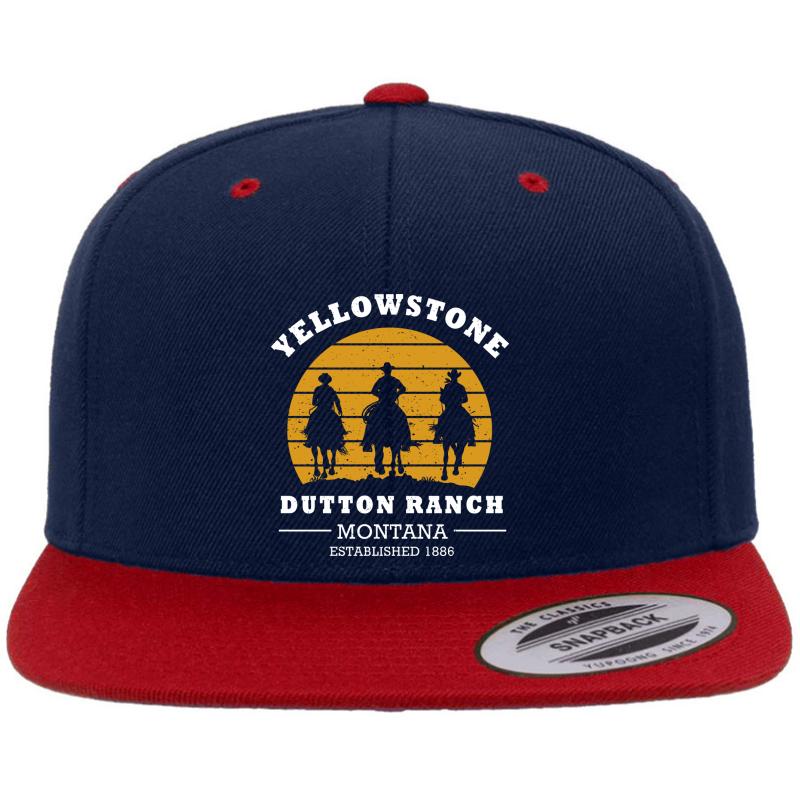 Yellowstone Dutton Ranch Montana Established 1886 Premium Flat Bill Snapback Cap  Navy