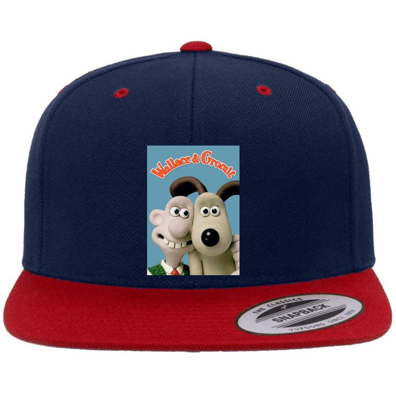 Wallace And Gromit Premium Flat Bill Snapback Cap  Navy