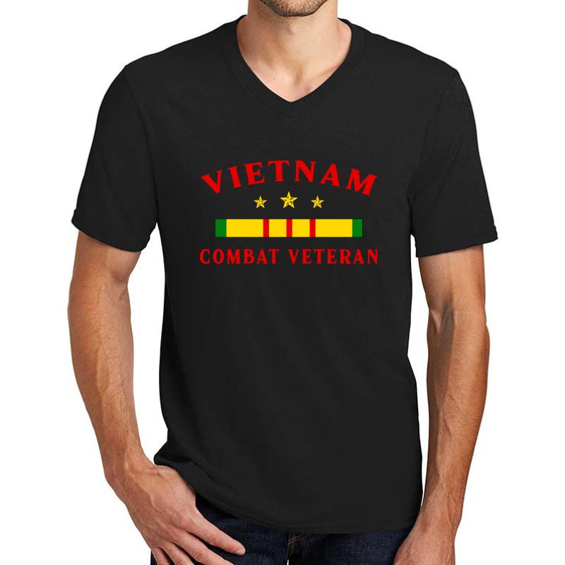 Vietnam Combat Veteran Shirts - Vietnam Combat Veteran Unisex V-Neck T-Shirt Men Black