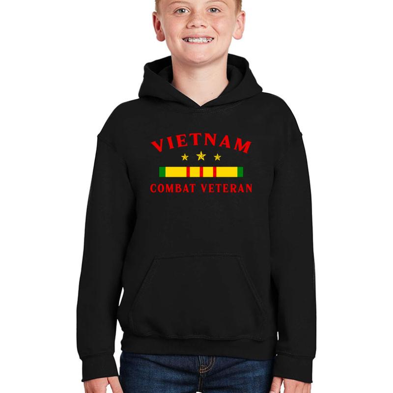 Vietnam Combat Veteran Shirts - Vietnam Combat Veteran Youth Hooded Sweatshirt Boy Black