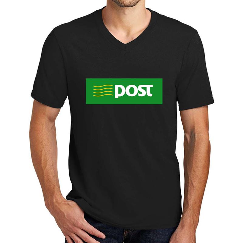 An Post Ireland Mail Logo Unisex V-Neck T-Shirt Men Black