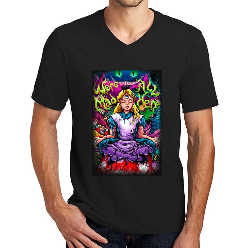 Alice In Wonderland Unisex V-Neck T-Shirt Men Black