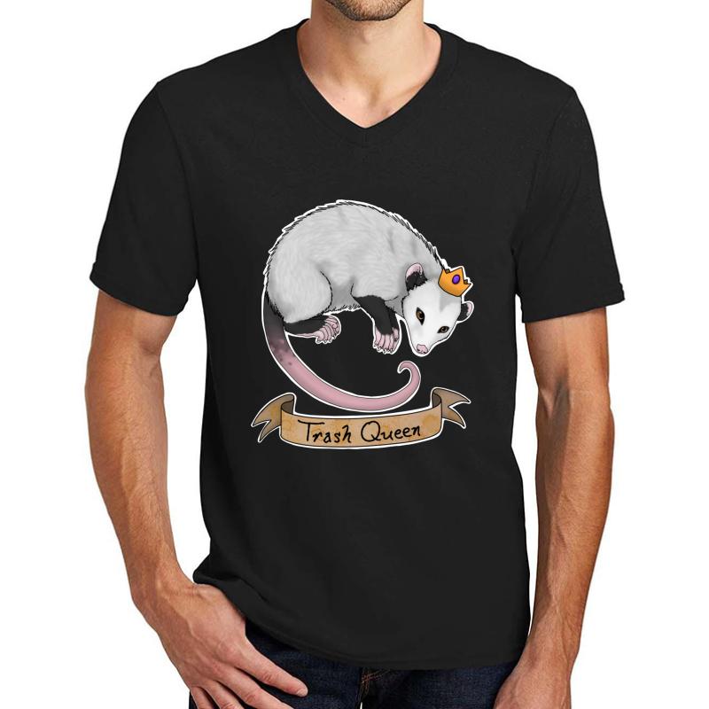 Trash Queen Opossum Possum Unisex V-Neck T-Shirt Men Black