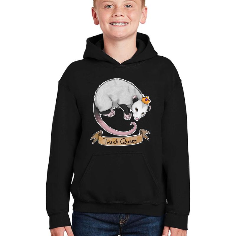 Trash Queen Opossum Possum Youth Hooded Sweatshirt Boy Black