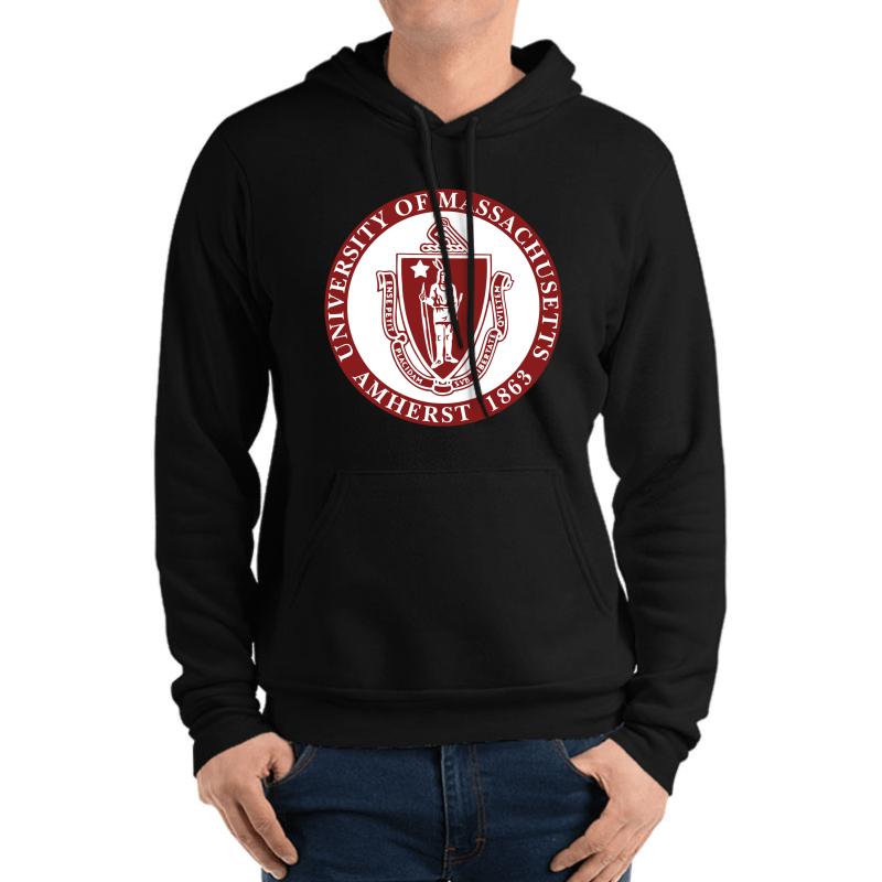 Umass Amherst Seal Unisex Hooded Sweatshirt Men Black