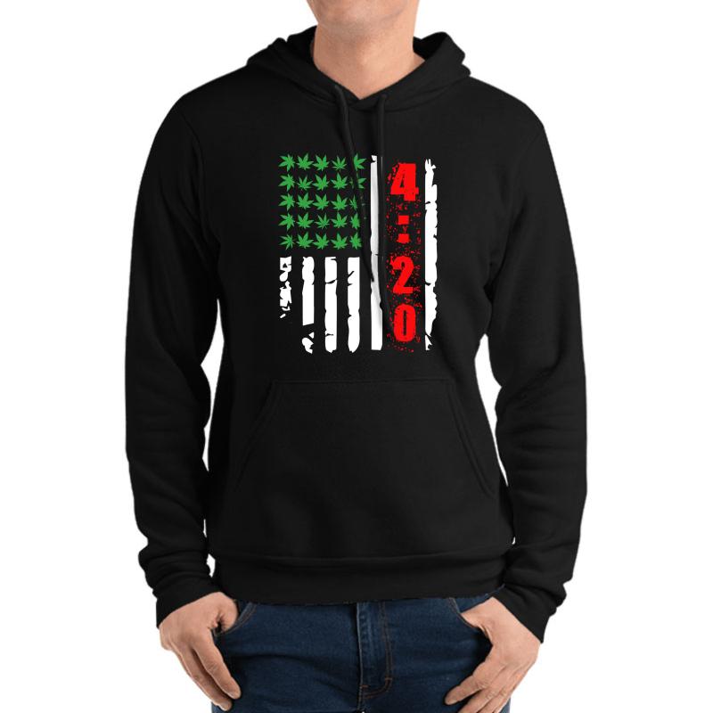 Usa Weed Flag Unisex Hooded Sweatshirt Men Black