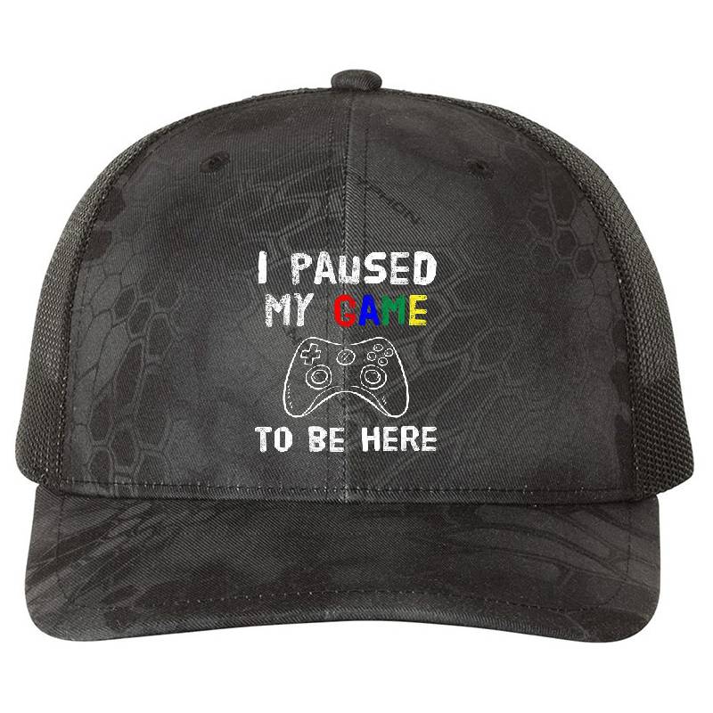 i paused my game to be here Premium Flat Bill Snapback Caps