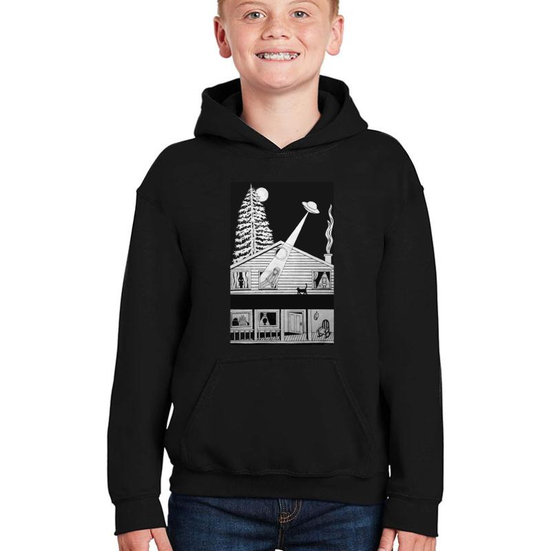 Alien Abduction Youth Hooded Sweatshirt Boy Black