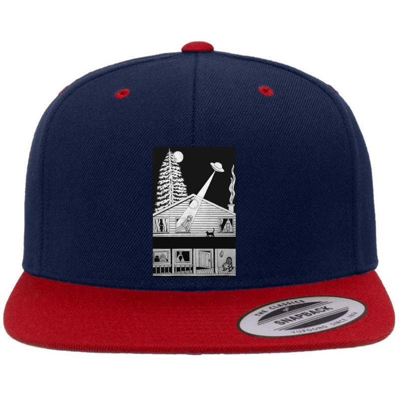 Alien Abduction Premium Flat Bill Snapback Cap  Navy