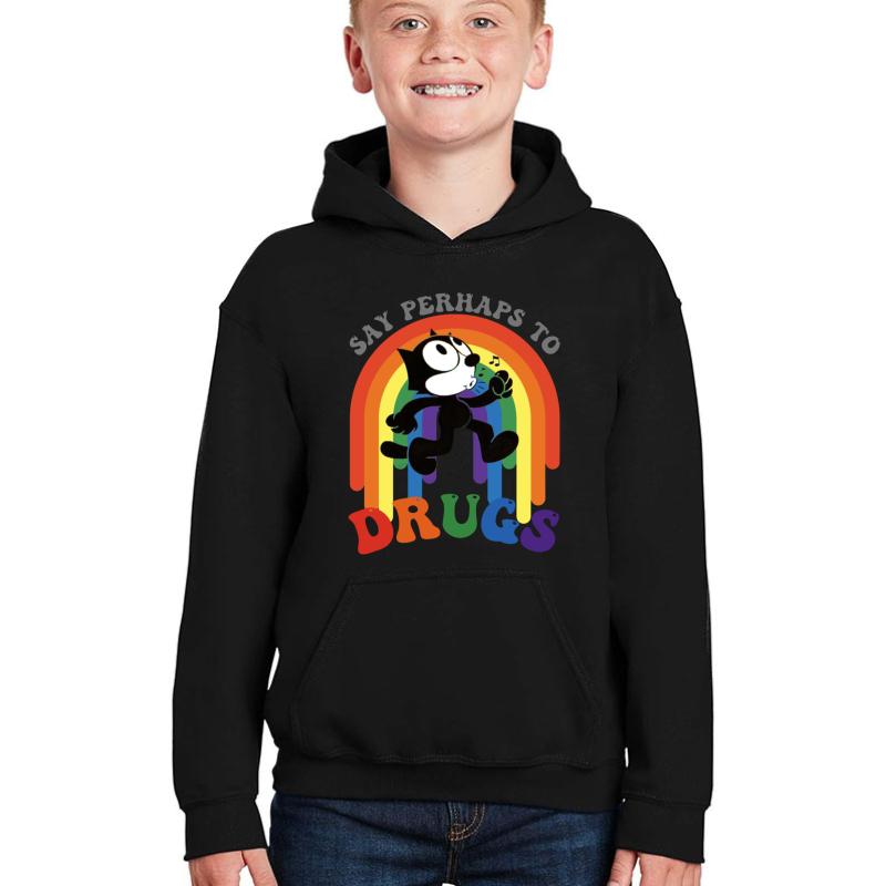 'Say Perhaps To Drugs' Youth Hooded Sweatshirt Boy Black