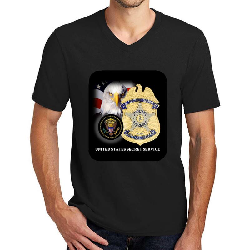 United States Secret Service Unisex V-Neck T-Shirt Men Black