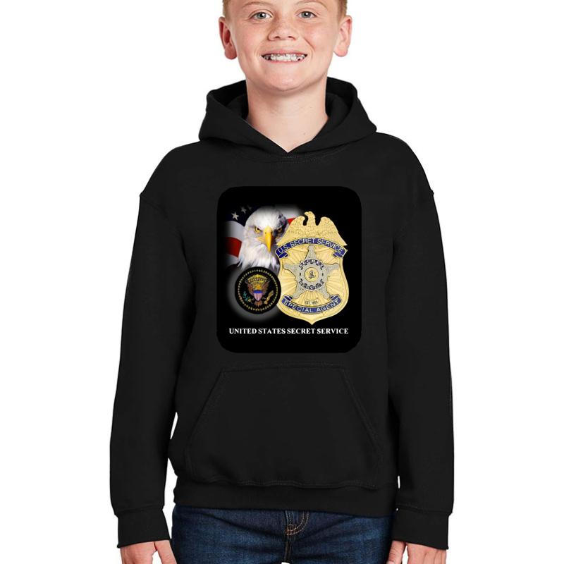 United States Secret Service Youth Hooded Sweatshirt Boy Black