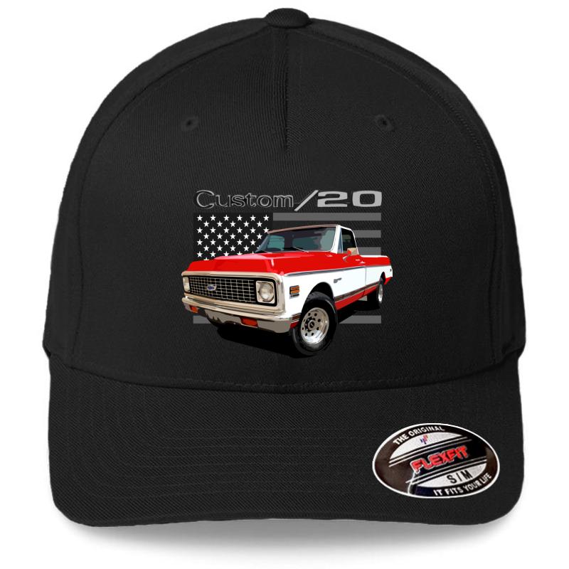 1972 Chevy C20 Flexfit Baseball Cap  Black